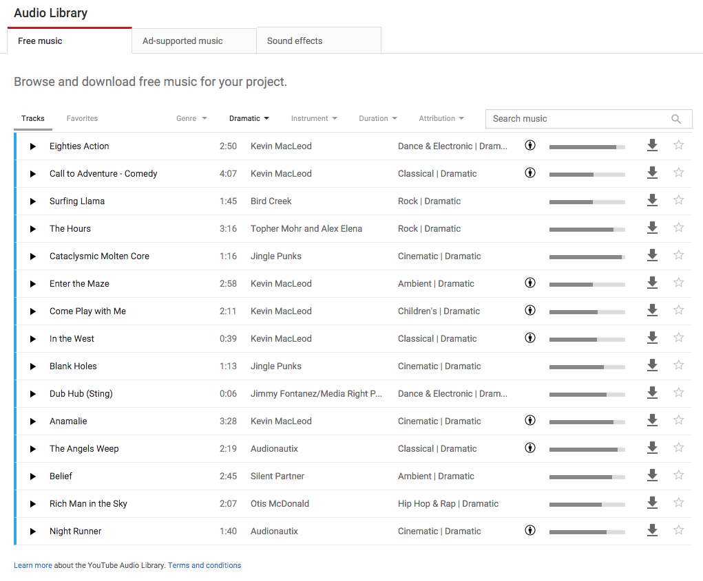 youtube free audio library